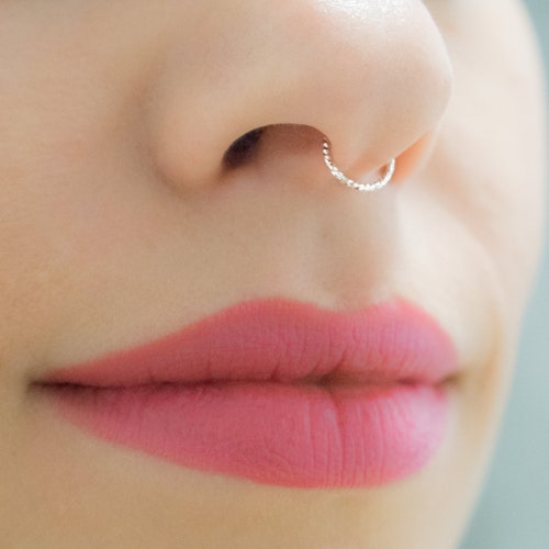 Valentines Day Septum Ring Diamond Cut Nose Ring Silver - Etsy