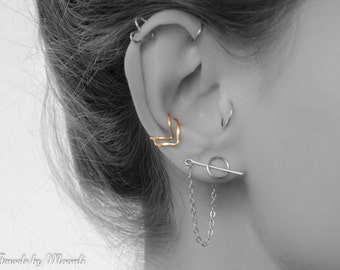 Orecchini A Polsino Boho In Oro - Ear Cuff Largo Finto Helix, Non Piercing, Vintage E Minimal