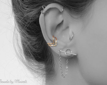 Fête des mères - bijou d'oreille chevron - bijou d'oreille en or - bijou d'oreille en or rose - bijou d'oreille non percé - enveloppement d'oreille