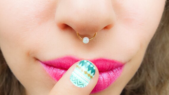 White opal cheap septum ring