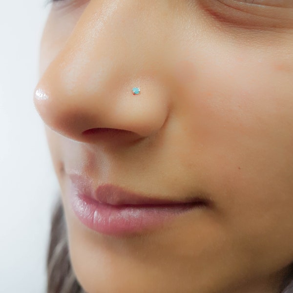 Tiny Nose Stud, Nose Piercing, Turquoise stone nose stud, Blue turquoise nose stud, Simple Nose Stud, Dainty Nose Stud, nose stud ring