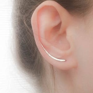 Sterling Silver Ear Climber Earrings Ear Climbers Silver Earrings Ear Crawlers Ear Sweep Long Earrings Gold Filled Rose image 1