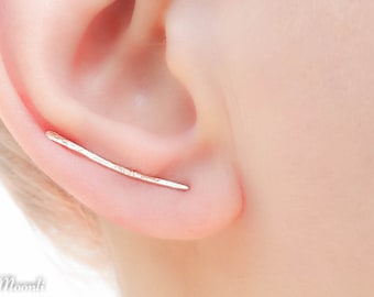 Ear Climber, Ear Crawler, Bar Earrings, Line Earrings, Bar Ear Sweep, Ear Wrap ,Gold Line Studs, Bar Studs, Gold Bar Earrings,Rose Gold