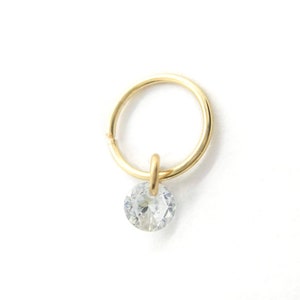 Piercing Helix Oro Ciondolo CZ - Orecchino a cerchio sottile Helix - Orecchino Helix Oro - Orecchino Helix Cartilagine 18g 16g - Piercing Corpo Orecchio