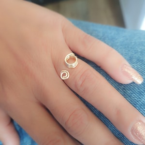 Open Double Spiral Ring, Coil Spiral Ring, Unique Design Spiral Wrap Ring, Swirl Spiral Ring in Gold Silver Rose Gold