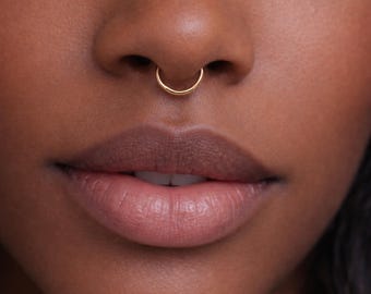 Fake Gold Septum- Fake Nasenring Gold-Faux Septum Ring- Dünne Zarte Septum Manschette-Fake Septum Piercing-Fake Nase Hoop
