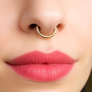 Anillo para tabique nasal de oro de 14 g - Aro para tabique nasal de 14 g - Aro para tabique nasal de calibre 14 - Pendiente para cartílago de hélix de 14 g - Pendiente para hélix - Joyería para nariz