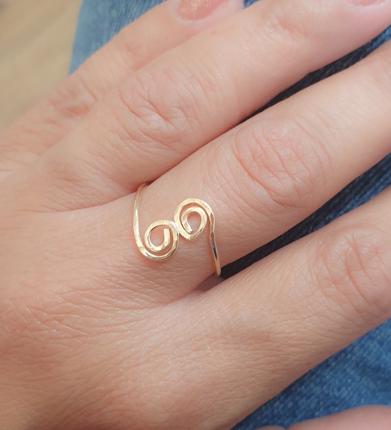 Open Swirl Ring - Double Swirl Ring - Dainty Swirl Ring