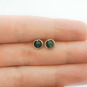 Mother Day - Emerald Earrings - Emerald Studs Earring - Emerald Jewelry - Small Round Emerald Earrings - Green Stone Earrings