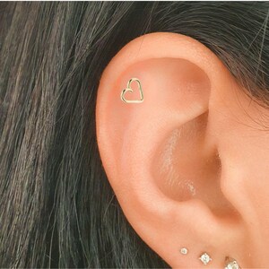 Heart Helix Piercing- Small Heart Helix Earring Stud- Helix Stud Earring- Helix Stud Heart in Gold Silver Rose Gold - Helix Cartilage Stud