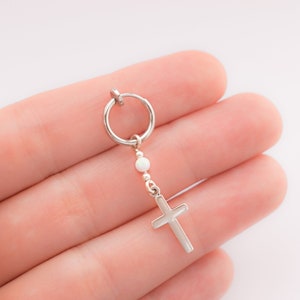 Mother Day Fake Belly Button Ring Opal Belly Piercing Clip On Fake Opal Cross Belly Ring Hoop Fake Navel Hoop Body Jewelry image 4