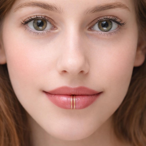 Fake Lip Ring - Double Band Lip Cuff Clip On - Fake Lip Piercing Non Pierced Jewelry