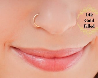 Mother Day - FAUX NOSE RING, Gold nose hoop, Fake nose ring, Gold nose ring, Nose Clip, Fake nose hoop, Thin delicate nose piercing