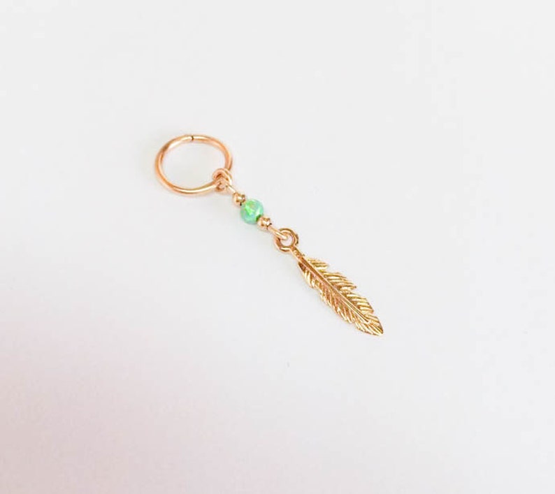 Feather Belly Ring Feather Navel Ring Feather Belly Jewelry-Belly Ring 16 gauge-Feather Belly Piercing-Feather Belly Hoop-Navel Ring image 2