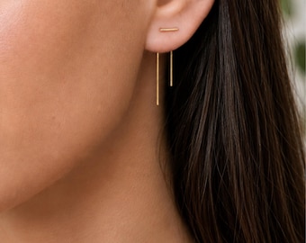 Dubbele piercing oorbellen-Threader oorbellen-Double Lobe oorbellen-Double Threader oorbellen-Dubbele piercing-Two hole oorbellen-nietje oorbellen