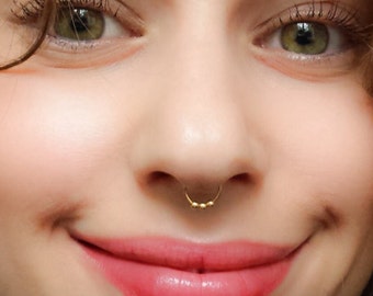 Mother Day - Fake Septum, Fake Nose Hoop, Fake Nose Piercing, Gold Fake Septum Ring, Fake Septum Ring