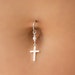 Fake Belly Button Ring - Opal Belly Piercing Clip On -Fake Opal Cross Belly Ring Hoop - Fake Navel Hoop - Body Jewelry