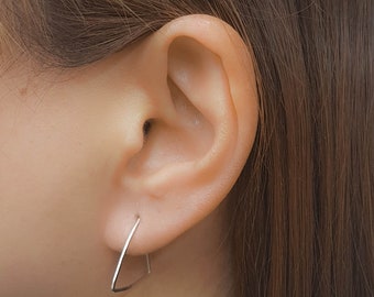 Triangle hoops, thin hoops earrings, small gold hoop earrings, rose gold earrings, gold hoops earrings, geometric hoops