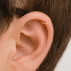 Cartilage Ring, Helix Hoop, Man Cartilage Piercing, Helix Earring, Helix piercing, Gold Helix jewelry, Gold Helix