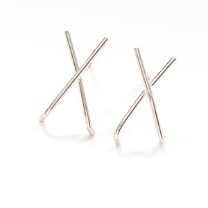 X Studs Sterling Silver - Silver Studs - Minimalist Studs Earrings - X Earrings Silver - Big X Studs - X Earrings Studs - Huggie Earrings