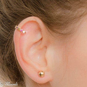 Mother Day Helix Earring Colorful Cartilage Piercing Gold Filled Ear Hoop image 3