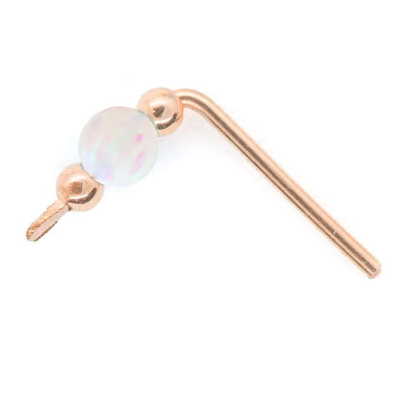 Longbeauty - Orecchino per cartilagine, 1,2 mm, in acciaio inox 316L, con opale sul bordo, anello per naso, helix, trago, gioiello blu | bianco, rosa, viola e Acciaio inossidabile
