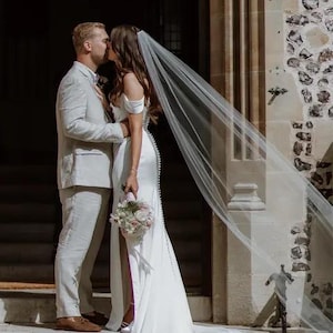 Plain Cathedral Veil, All Lengths Available, Sheer Veil, Long Veils, Simple Veil, Bridal Fingertip Veil,  Bridal Veil Chapel Veil
