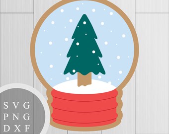 Weihnachtsbaum Schneekugel - SVG, PNG und DXF zum Drucken, Schneiden und Design