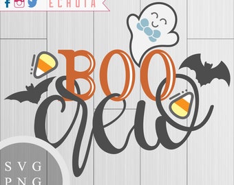 Boo Crew - Blue Bow Tie - SVG, PNG and DXF Files for Printing, Cutting and Desing - Hand Lettered and Illustrated