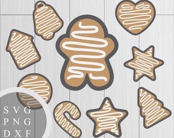 Gingerbread Cookies Collection - SVG, PNG and DXF Files for Printing, Cutting and Design