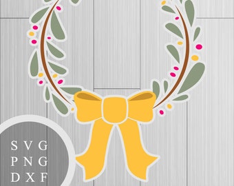 Holiday Wreath - SVG, PNG and DXF for Printing, Cutting and Design