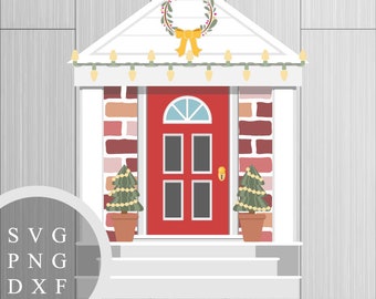 SVG Christmas House + PNG and DXF Files for Printing, Cutting and Design