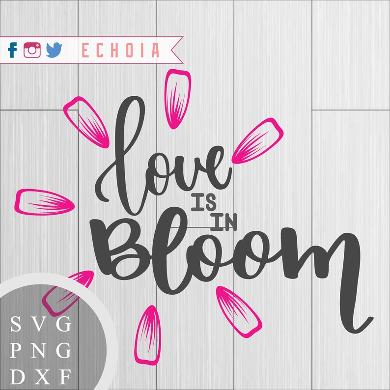 Love is in Bloom SVG, PNG and DXF Files for Printing, Cutting and