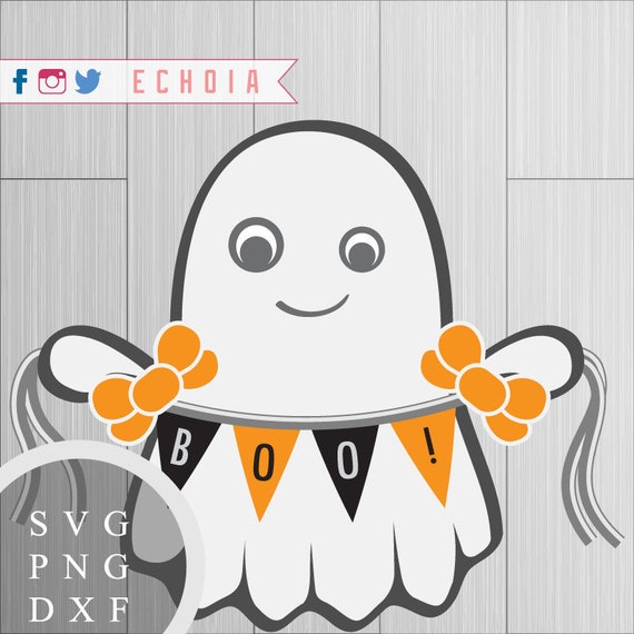 Cute Ghost With Boo Banner SVG PNG and DXF Files for - Etsy