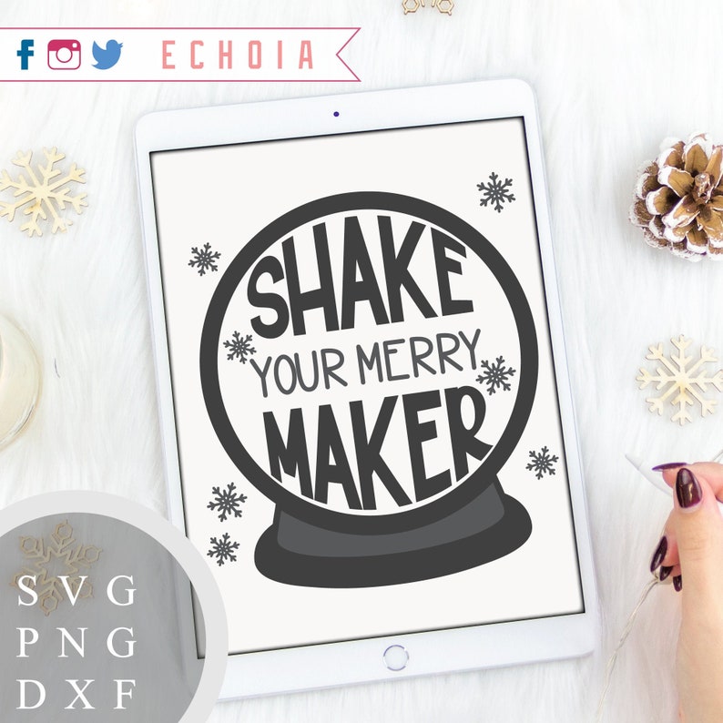 Shake Your Merry Maker SVG, PNG and DXF Files for Printing, Cutting and Design Original Lettering and Illustration image 1