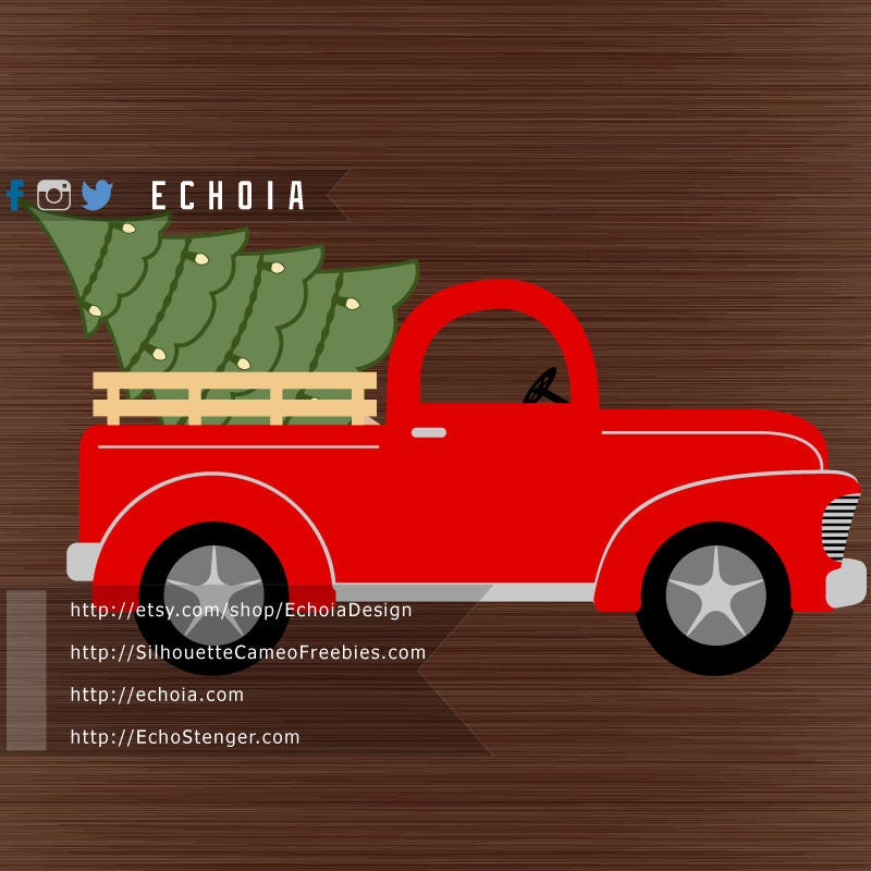 Red Christmas Tree Truck SVG PNG and DXF Files for - Etsy