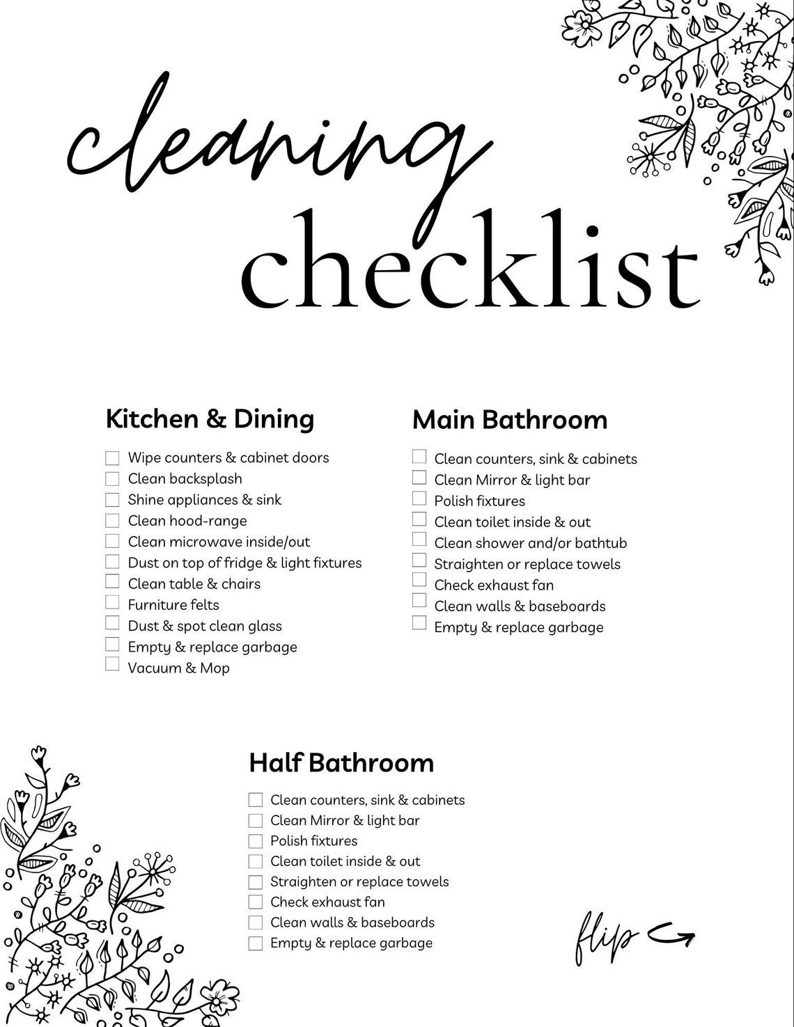 CLEANING CHECKLIST Minimalist - Etsy