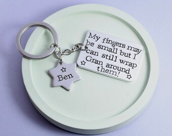 Personalised "My Fingers May Be Small But I Can Still Wrap Daddy Around Them!" Keyring • Father's Day Gift • Gift For Grandad • Pops/Papa