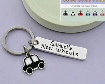 Personalised New Wheels Keyring, First Car Gift, New Driver Present