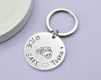 Personalised Ride Safe Keyring • Gift for Motorcyclist