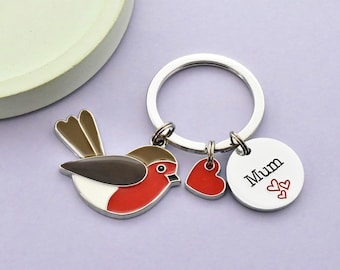 Personalised Robin Name Keyring, Robin Memorial Gift, Custom Name Keyring, Sympathy Keepsake, Robin Lover