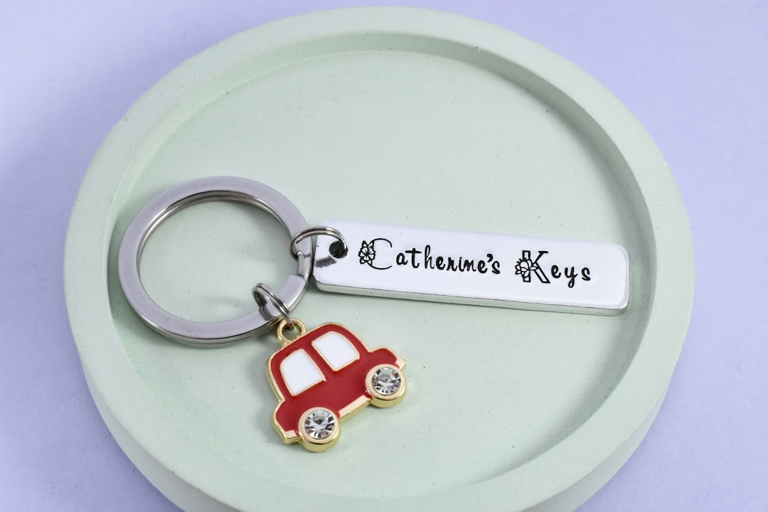 Personalised Car Keyring • Motorist Key Ring • 1st Car Keychain • Just ...