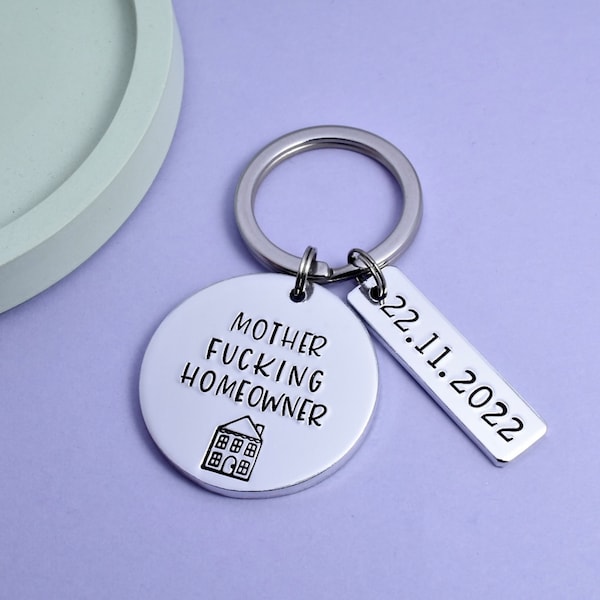 Sweary New Home Owner Gift • Personalised Housewarming Gift • Mother Fucking Homeowner • Offensive First Time Buyer Keyring