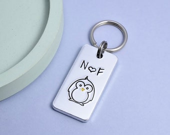 Personalised Soul Mate Gift • Couple Key Ring or Friendship Keyrings • Penguin With Initials • Couple's Gift • Gift For Boy/Girlfriend