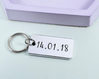 Personalised Gift For Couple • Small Keyring With Special Date • Matching Key Rings • Anniversary Gift • Wedding Date • Valentines Gift