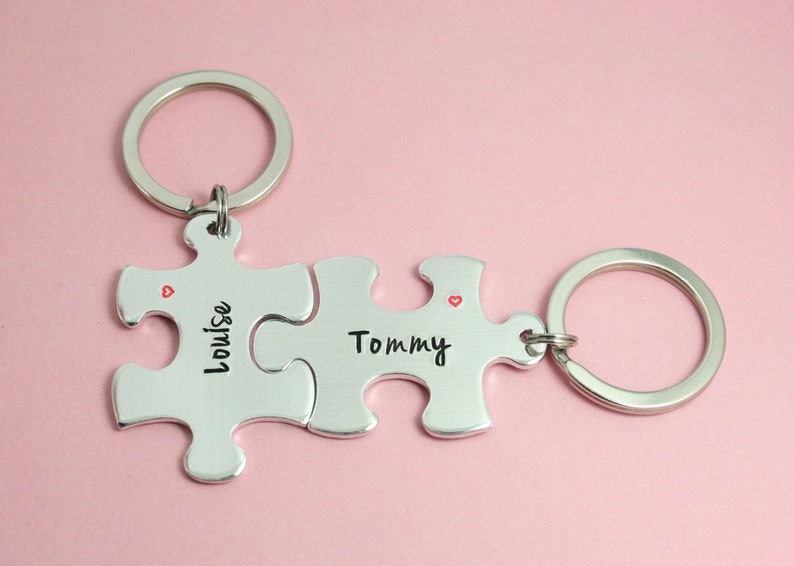Personalised Jigsaw Key Ring/Keyring Set Puzzle Piece Etsy