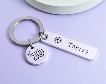 Gift For Footballer • Personalised Football Keyring • Girl/Boy Football Gift • Footy Key Ring • Football Shirt Number