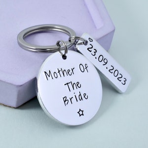 Wedding Party Gift • Personalised For Mother • Father Of The Bride • Mother or Father Of The Groom • Bridesmaid • Best Man • Usher Keyring