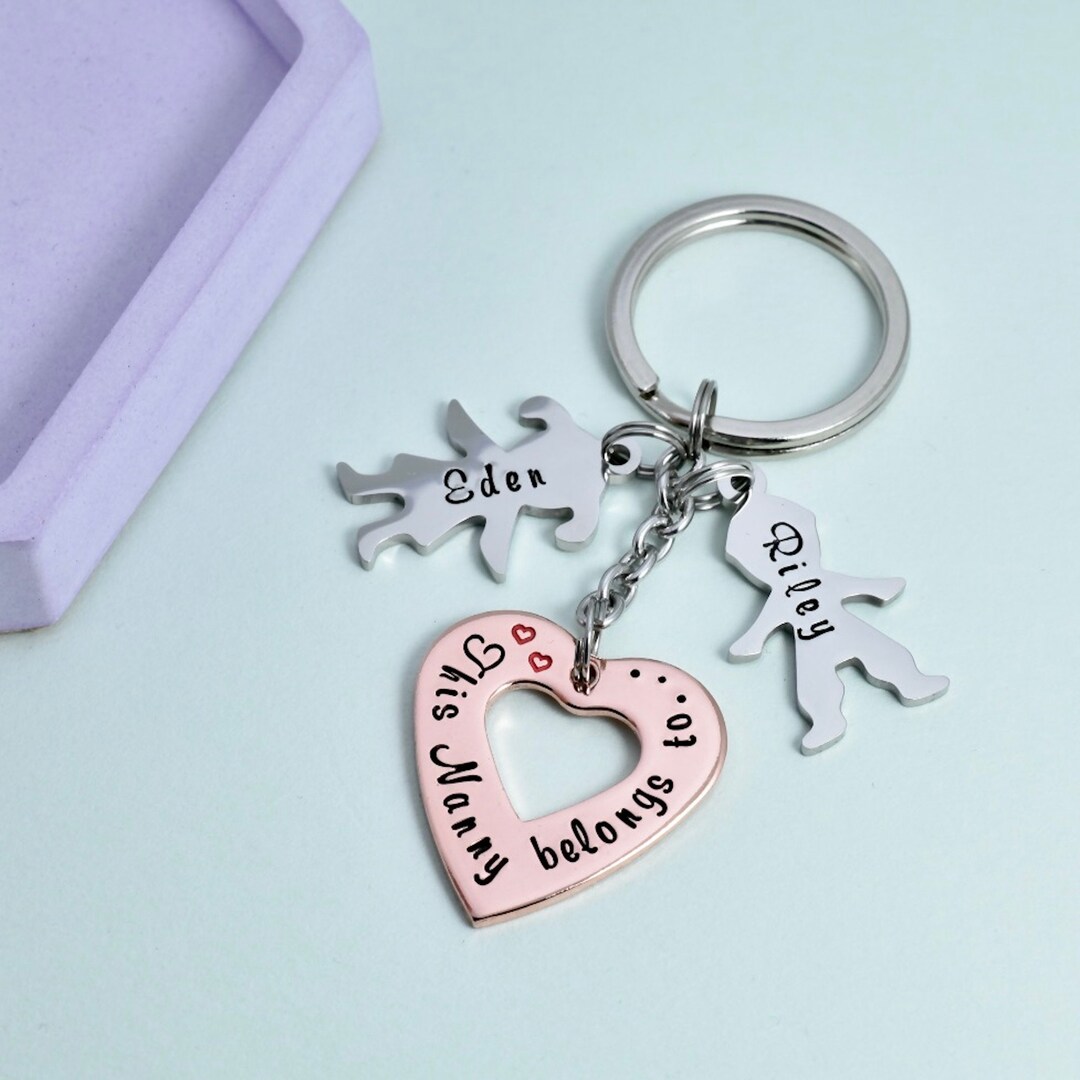 Key Rings Nanny Personalised This Nanny Belongs to Key Ring Mum Keyring With Children's ...
