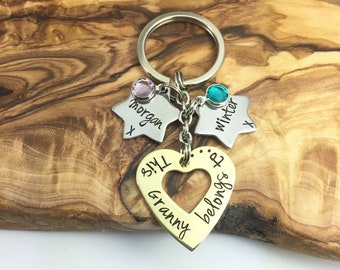 Personalised This Granny Belongs To Key Ring • Gran Keyring With Children's Names • Gift For Mum • Nanny/Nana/Auntie/Godmother